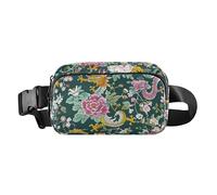 Sac banane tendance à motif fleurs et dragons pour femmes, hommes, adolescents, sac à bandoulière résistant à l'eau avec sangle réglable pour l'entraînement, la course à pied, la randonnée