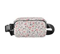 Sac banane tendance astronautes, constellations, planètes, femmes, hommes, adolescents, pour voyage, course à pied, randonnée, Plante florale rose petit fond frais, 1 Size
