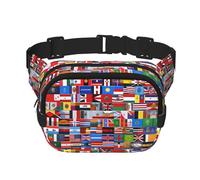 Sac banane tendance avec différents motifs de drapeaux - Unisexe - Noir - Taille unique