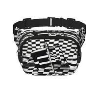 Sac banane tendance avec drapeaux de course à carreaux pour femme, sac banane pour voyage, course à pied, noir, One Size