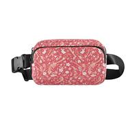 Sac banane tendance avec illustration tricotée réaliste - Texture arc-en-ciel - Pour voyage, course à pied, randonnée, Motif rose avec rubans bisous et fleurs, 1 Size