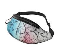 Sac banane tendance avec image de cerveau géométrique pour homme et femme - Sac banane imperméable pour course à pied - Sac banane avec sangle réglable - Pour le voyage