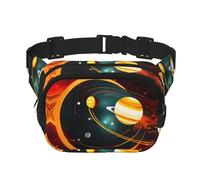 Sac banane tendance avec impression du système solaire Jupiter Saturne pour femme, sac banane pour voyage, course à pied, noir, One Size