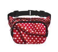 Sac banane tendance avec imprimé à pois rouges et blancs pour femme, sac banane pour voyage, course à pied, noir, One Size