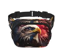 Sac banane tendance avec imprimé aigle feu d'artifice pour femme, sac banane pour voyage, course à pied, noir, One Size