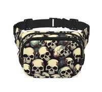 Sac banane tendance avec imprimé crâne squelette et sangle réglable Noir, noir, One Size