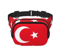 Sac banane tendance avec imprimé drapeau de la Turquie pour femme, sac banane pour voyage, course à pied, noir, One Size