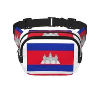 Sac banane tendance avec imprimé drapeau du Cambodge pour femme, sac banane pour voyage, course à pied, noir, One Size