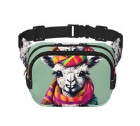 Sac banane tendance avec imprimé lama en une écharpe pour femme, sac banane pour voyage, course à pied, noir, One Size