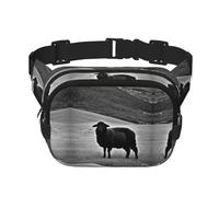 Sac banane tendance avec imprimé mouton mignon et agneau pour femme, sac banane pour voyage, course à pied, noir, One Size