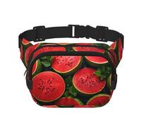 Sac banane tendance avec imprimé pastèque rouge pour femme, sac banane pour voyage, course à pied, noir, One Size