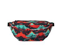 Sac banane tendance avec imprimé rose rouge rustique - Sac à bandoulière avec poches zippées, grande capacité, Volcano Bloom, One Size