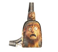 Sac banane tendance avec motif de crainte de lion - Anti-vol - Pour la randonnée, dessin animé drôle lion peur, 1 size