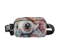 Sac banane tendance avec motif de poisson blanc mignon pour homme et femme, sac banane résistant à l'eau avec sangle réglable pour voyage, vacances, course à pied, Dessin animé mignon poisson blanc, 1