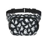 Sac banane tendance avec motif fantôme blanc mignon d'Halloween 1 imprimé pour femme pour voyage, course à pied, noir, One Size