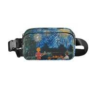 Sac banane tendance avec motif feux d'artifice pour femmes, hommes, adolescents, résistant à l'eau, Feu d'artifice familial Barbecue Nice, 1 size