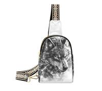 Sac banane tendance avec motif loup réaliste - Sac de voyage antivol pour femme - Noir réaliste - Taille unique, Loup réaliste noir, 1 size