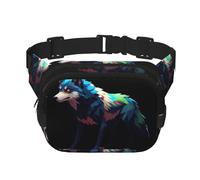 Sac banane tendance avec motif pixel loup, sac bandoulière unisexe pour le voyage et le sport