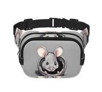 Sac banane tendance avec motif rat gris - Unisexe - Pour le voyage et le sport