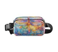 Sac banane tendance avec sangle réglable, motif libellule, sprite, fleurs pour entraînement, shopping, voyage, randonnée, multicolore