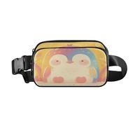 Sac banane tendance avec sangle réglable pour le shopping, le sport, le travail, Cartoon Rainbow Pingouin, 1 size