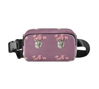 Sac banane tendance avec sangle réglable pour le shopping, le sport, le travail, Fleurs aquarelle pêche dans un vase en verre, 1 Size
