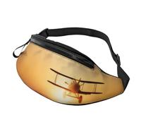 Sac banane tendance avion au coucher du soleil | Sac banane et sac de poitrine | Sac banane réglable pour homme et femme | Fermeture éclair sécurisée | Léger et compact | Parfait pour les voyages, le