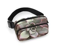 Sac banane tendance de grande capacité en sergé imprimé botanique, un article indispensable pour les voyages mains libres, Botanique succulente, 20x13cm