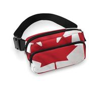 Sac banane tendance de grande capacité en sergé imprimé drapeau canadien, un article indispensable pour les voyages mains libres, Drapeau du Canada., 20x13cm