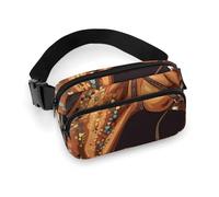 Sac banane tendance de grande capacité en sergé marron avec imprimé cheval 1, un article indispensable pour les voyages mains libres, Cheval marron 1, 20x13cm