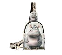 Sac banane tendance en cuir avec motif hippopotame grieved pour la randonnée, Hippopotame mignon en deuil, 1 size