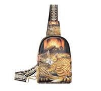 Sac banane tendance en cuir noir gothique avec motif tête de mort pour la randonnée, Hearthside Feline Siesta Cozy Cats By The Fire