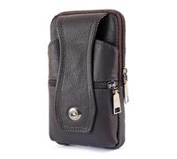Sac banane tendance en cuir PU rétro loisirs d'extérieur multifonctionnel hommes ceinture porter ceinture téléphone portable boîte pour homme pour les sorties, Café profond 2 couches, One Size