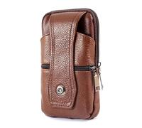 Sac banane tendance en cuir PU rétro loisirs d'extérieur multifonctionnel hommes ceinture porter ceinture téléphone portable boîte pour homme pour les sorties, Jaune marron 2 couches, One Size