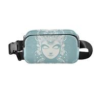 Sac banane tendance en forme de tête de déesse bleu clair pour homme et femme, petit sac à bandoulière, accessoire de voyage avec sangle réglable pour voyage, gym, travail, Tête de déesse bleu clair,