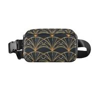 Sac banane tendance en forme d'éventail doré pour femme et homme - Sac banane multifonction avec sangle réglable pour voyage, shopping, course à pied