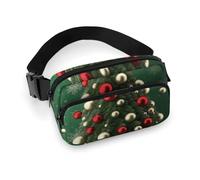 Sac banane tendance en sergé de grande capacité avec imprimé arbre de Noël, un article indispensable pour les voyages mains libres, Sapin de Noël rond, 20x13cm