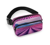 Sac banane tendance en sergé de grande capacité avec imprimé champs de lavande, un article indispensable pour les voyages mains libres, Champs de lavande., 20x13cm