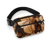 Sac banane tendance en sergé de grande capacité avec imprimé chevaux, un article indispensable pour les voyages mains libres, Chevaux, 20x13cm