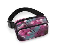 Sac banane tendance en sergé de grande capacité avec imprimé de petites fleurs roses, un article indispensable pour les voyages mains libres, Petites fleurs roses, 20x13cm