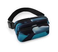 Sac banane tendance en sergé de grande capacité avec imprimé épaule, un article indispensable pour les voyages mains libres, Baleine tueuse., 20x13cm