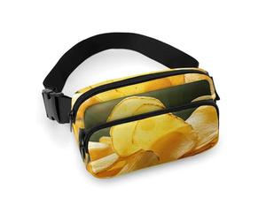 Sac banane tendance en sergé de grande capacité avec imprimé frites de pommes de terre, un article indispensable pour les voyages mains libres, Chips de pommes de terre., 20x13cm