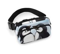 Sac banane tendance en sergé de grande capacité avec imprimé « I Love Penguins », un article indispensable pour les voyages mains libres, I Love Penguins, 20x13cm