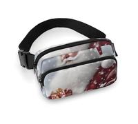 Sac banane tendance en sergé de grande capacité avec imprimé Père Noël, un article indispensable pour les voyages mains libres, Père Noël Snow Secenry, 20x13cm