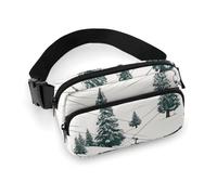 Sac banane tendance en sergé de grande capacité avec imprimé sapin - Un article indispensable pour les voyages mains libres, Remontée mécanique avec sapin, 20x13cm