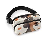 Sac banane tendance en sergé de grande capacité avec inscription « I Love My Dog » imprimé teckel, un article indispensable pour les voyages mains libres, Teckel I Love My Dog, 20x13cm