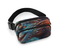 Sac banane tendance en sergé de grande capacité avec motif dragon imprimé, un article indispensable pour les voyages mains libres, Art du dragon, 20x13cm