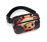 Sac banane tendance en sergé de grande capacité avec motif renne de Noël imprimé - Un article indispensable pour les voyages mains libres, Joli renne de Noël 1, 20x13cm