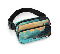 Sac banane tendance en sergé de grande capacité imprimé Hello Hawaï, un article indispensable pour les voyages mains libres, Hello Hawaii, 20x13cm