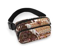 Sac banane tendance en sergé de grande capacité imprimé maison de pain d'épices, un article indispensable pour les voyages mains libres, Maison en pain d'épice, 20x13cm